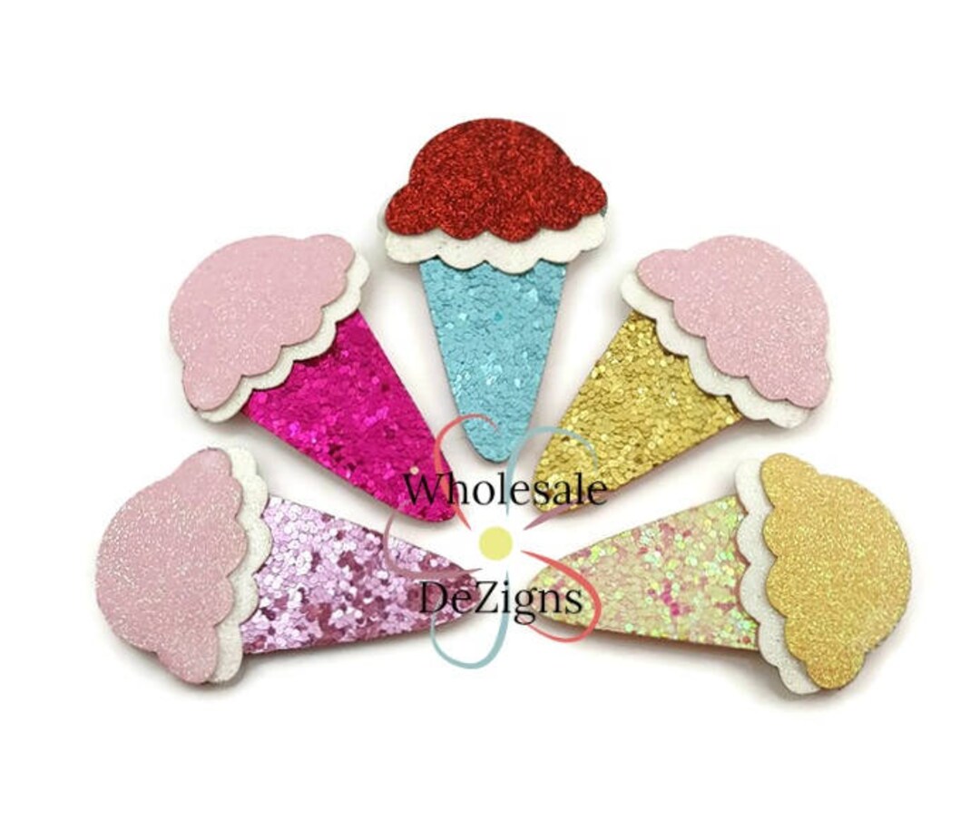Ice Cream Cone Glitter Felties Appliques Felt Patch Iridescent - Etsy