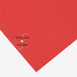 Red Textured Faux Leather Sheet Litchi Synthetic Vinyl Sheets 8&quot; x 13.5&quot; Fabric DIY Hair Bows Earrings | Solid Red Leather Fabric