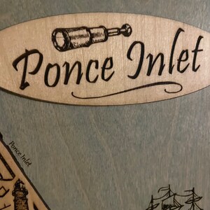 Ponce Inlet Wooden Map Wall Art – Laser Engraved Nautical Coastal Decor ...