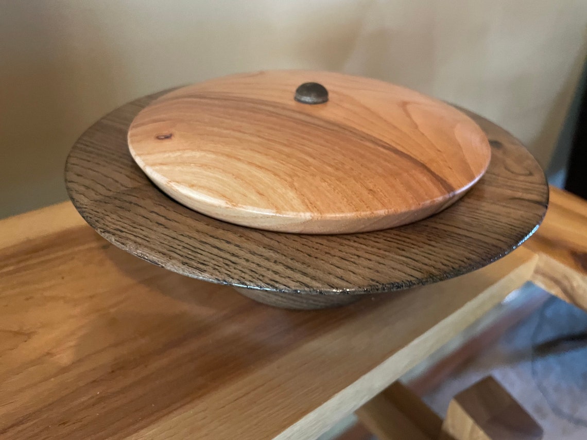 Handcrafted solid ash wooden bowl candy dish with lid Etsy