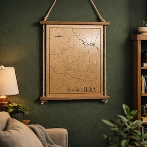 Hocking Hills Wooden Map Wall Art | Hiking Trail Decor | Ohio Nature Gift