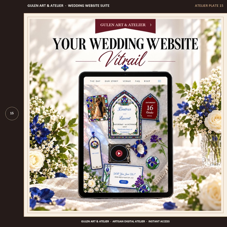 Stained Glass Wedding Website Template With RSVP, Animated Envelope, 3 ...