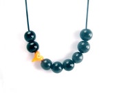 Heart Necklace - Necklace -Black and Orange Necklace - Glass beads necklace- Handcrafted Beads Necklace-Lampwork Bead Necklace