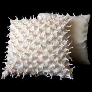 3D textured beige pillow pillow cover, contemporary cushions, unique room decoration, handmade 3D shibori fabric, wow effect gift image 1