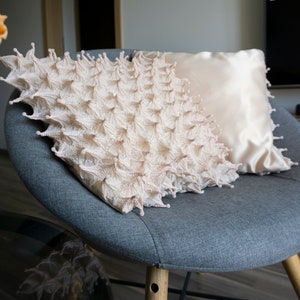 3D textured beige pillow pillow cover, contemporary cushions, unique room decoration, handmade 3D shibori fabric, wow effect gift image 2