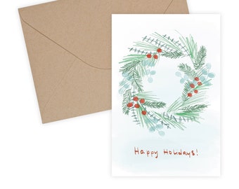 Holiday Wreath Card - Single Card