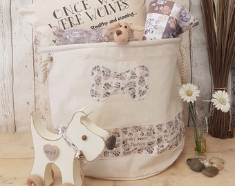 Large Canvas Storage Trug... For Very Impawtant Doggy Stuff (40 x 40cm)