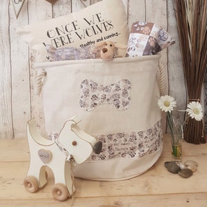 Large Canvas Storage Trug... For Very Impawtant Doggy Stuff (40 x 40cm)