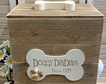 Large Wooden Doggy Food Bin - Handmade storage box for dry pet food and bulky food items (57 x 42 x 26cm)