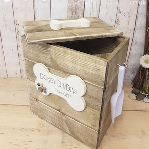 Wooden Doggy Food Bin: Small-medium storage box for dry pet food and bulky food items (40 x 33 x 22cm)