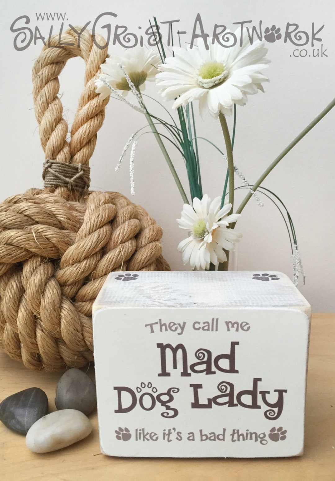 Handmade Wooden Shelf Block, Pawfect Gift for a Crazy Dog Lady