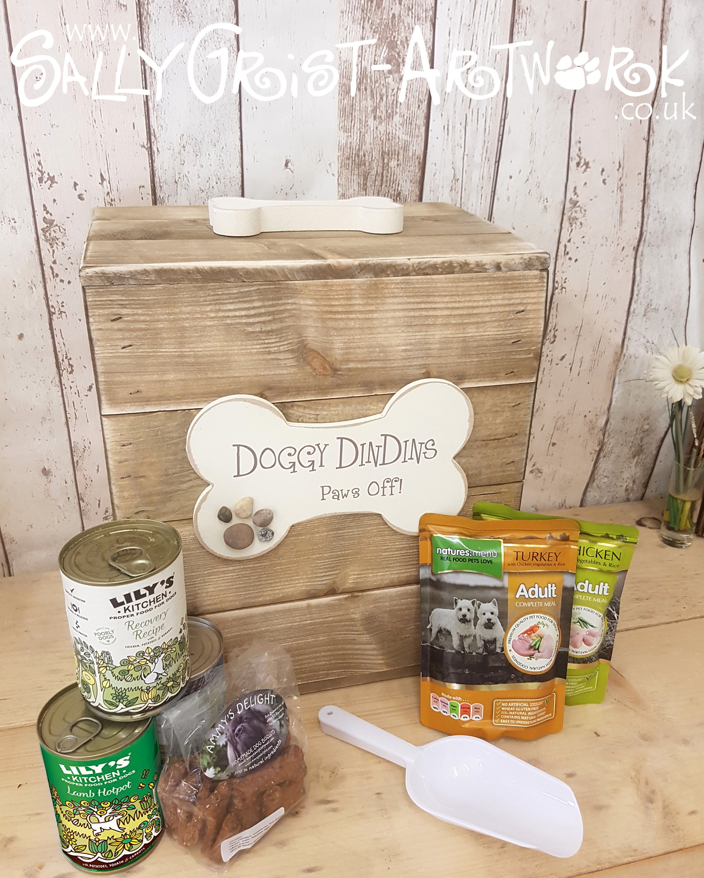 Wooden Doggy Food Bin: Small-medium Storage Box for Dry Pet Food and Bulky  Food Items 40 X 33 X 22cm 