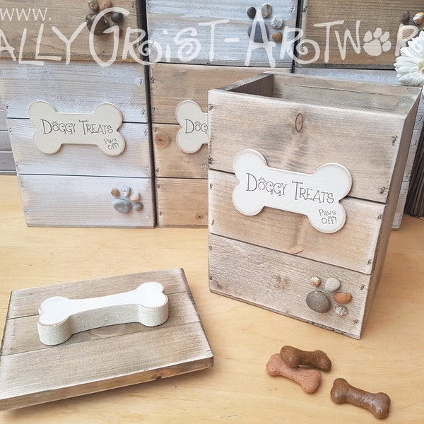 Wooden Doggy Treat Box - Handmade storage box for your pooch's treats