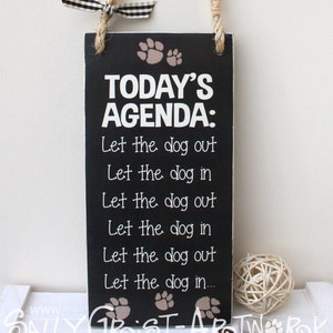 Wooden sign - schedule for a dog owner, handmade