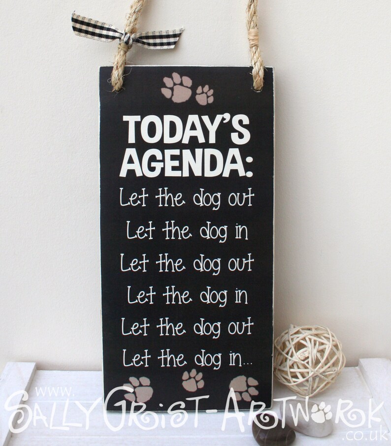 Wooden sign schedule for a dog owner, handmade image 1