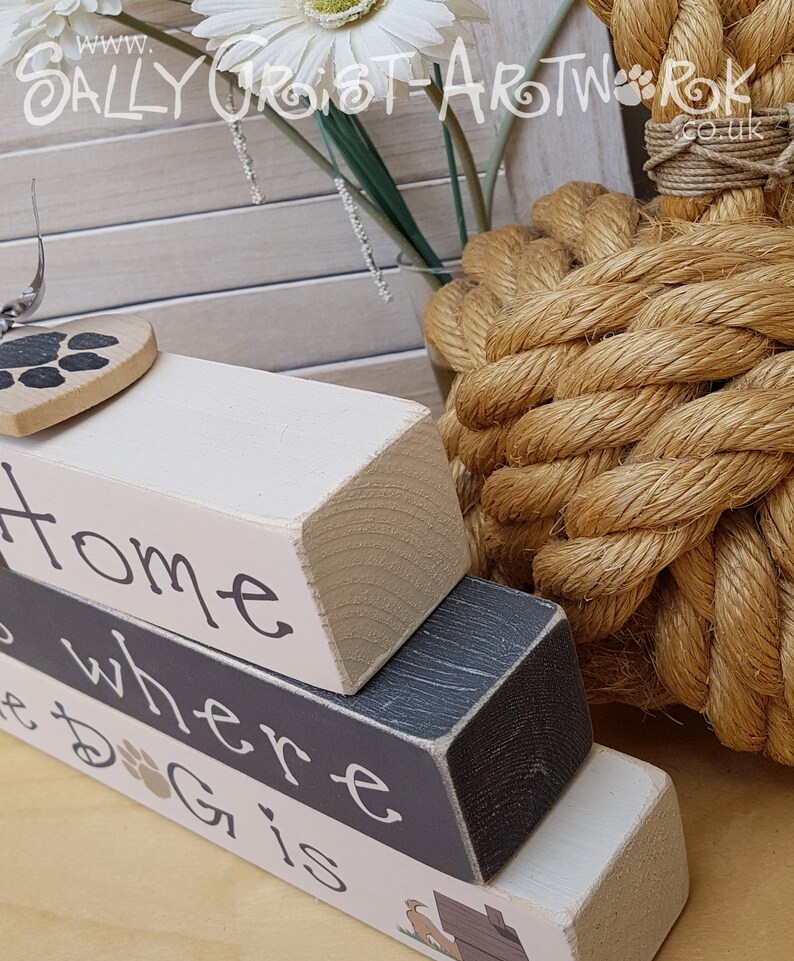 Stack of wooden blocks for a dogfriendly household. Handmade Etsy