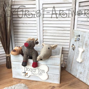 Wooden Doggy Toy Box Handmade, unique and totally GORGEOUS Beachcomber (greys)