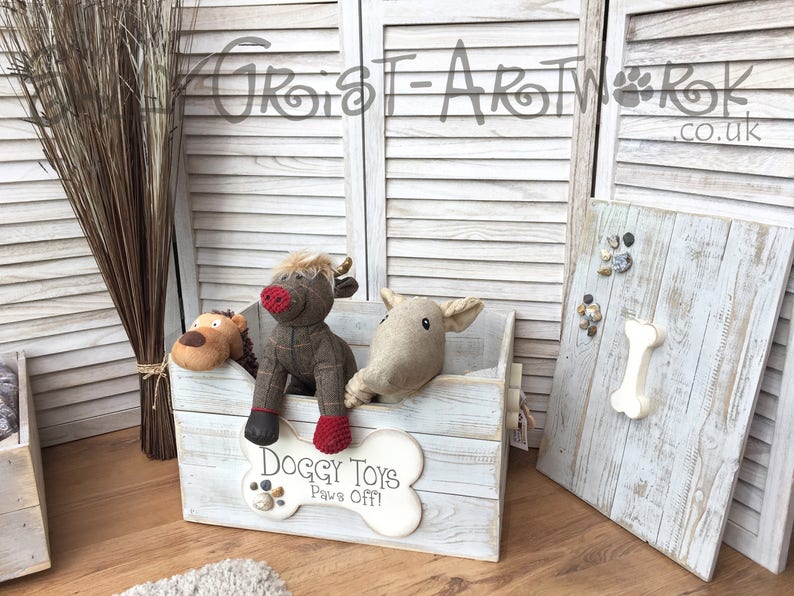 Wooden Doggy Toy Box Handmade, unique and totally GORGEOUS Beachcomber (greys)