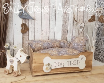 Hand-crafted wooden dog bed, SMALL-MEDIUM - exclooosive to the Wet Nosed Friends range!