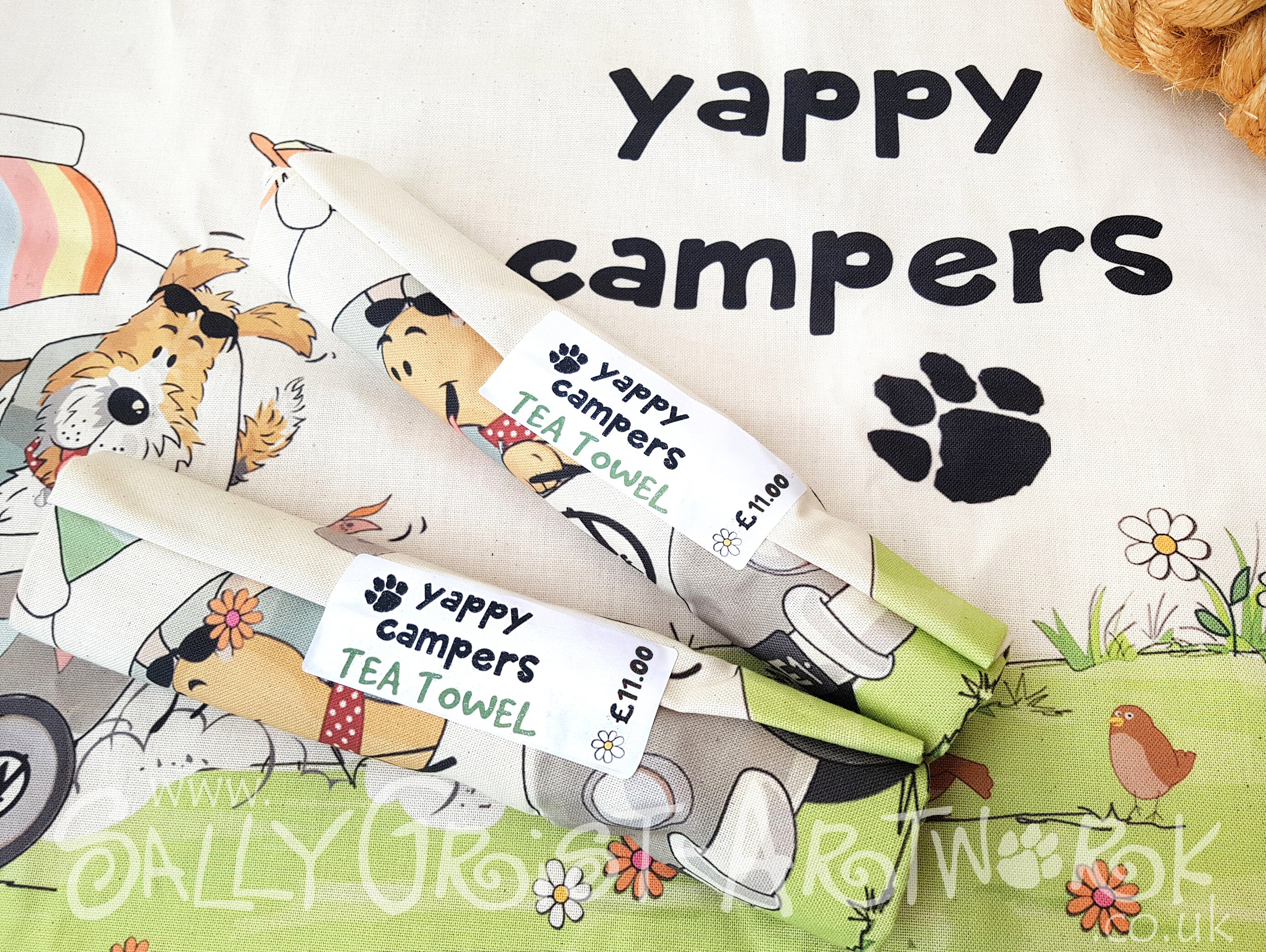 I HEART CAMPING & HAPPY CAMPER Set of 2 Kitchen Tea Towels by Kay Dee 