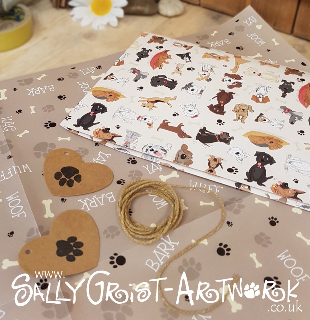 Luxury Dog Themed Gift Wrap Wet Nose Friends Wrapping Paper With
