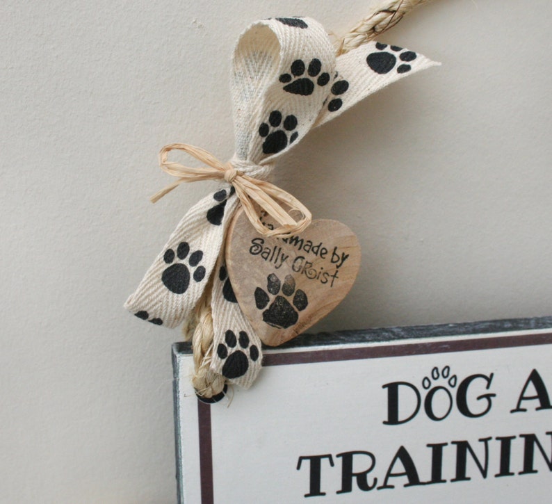 Handmade wooden door sign for dog and human in training. image 2