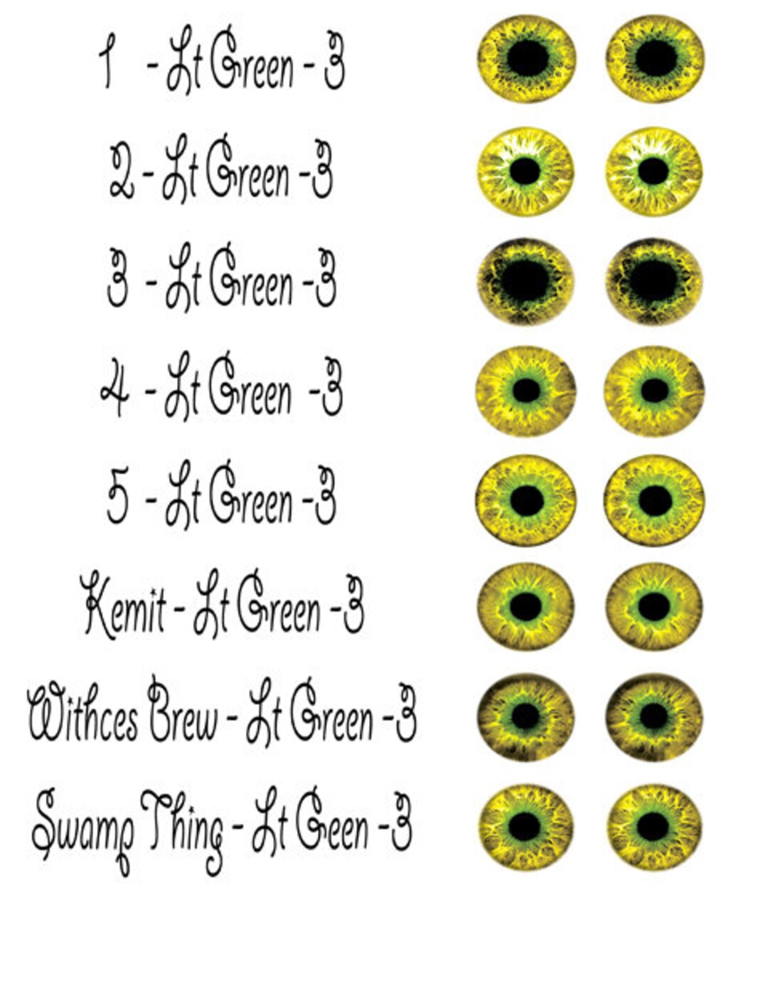 Resin Glass Like Eyes Doll Eyes Light Green Eyes Multiple Sizes to