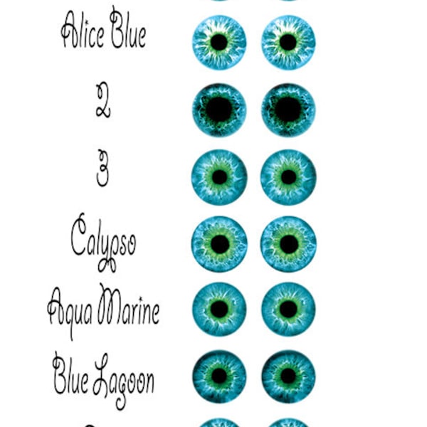 Resin - Glass like eyes - doll eyes - Blue Eyes - multiple sizes to choose from!