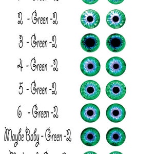 Resin - Glass like eyes - doll eyes - Green Eyes - multiple sizes to choose from!