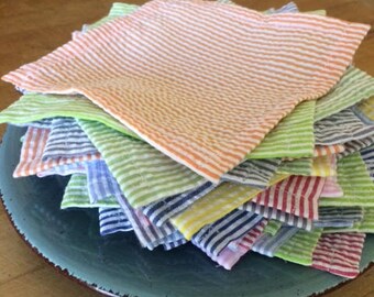Cheese Wine SEERSUCKER Cloth Cocktail Napkins by Chow with ME Hors d/' oeuvres Appetizer Set of 6
