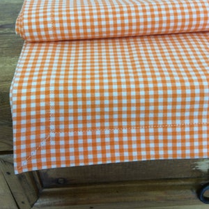 Orange and WHITE Gingham Check Table Runner, Bright and Fun Table Decor, by Chow with ME