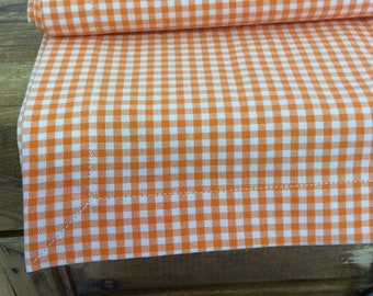 Orange and WHITE Gingham Check Table Runner, Bright and Fun Table Decor, by Chow with ME