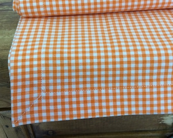 Orange Gingham Table Runner, Holiday Table Decor