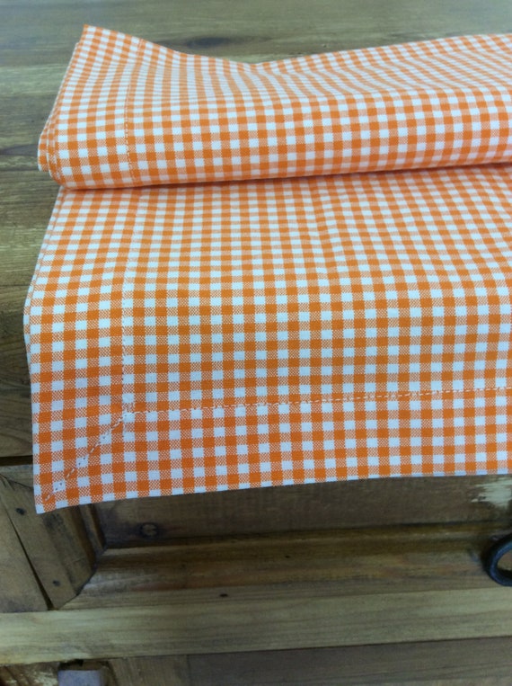 Orange and WHITE Gingham Check Table Runner, Bright and Fun Table Decor, by Chow with ME