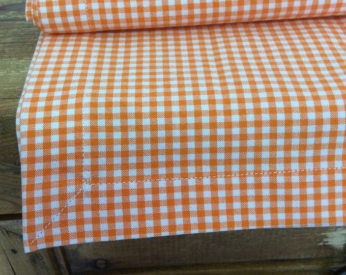 Orange Gingham Table Runner, Holiday Table Decor