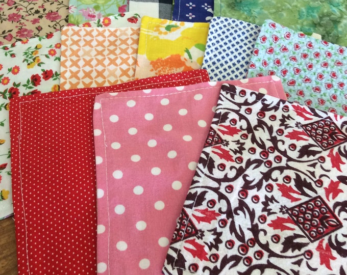 Colorful Reversible Cloth Napkins - Set of 10, 100% Cotton