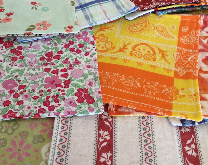 Reversible Cloth Napkins, Colorful Prints, Set of 10