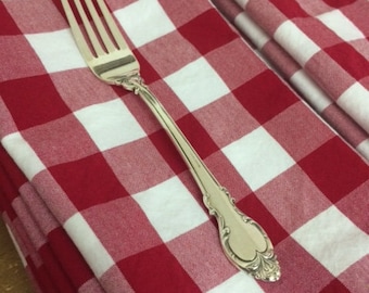 Buffalo Gingham Check Cloth Napkins, Red and White, Set of 4