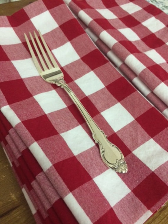 Cloth Napkins in Red and White Buffalo Gingham Check, Set of 4, by CHOW with ME