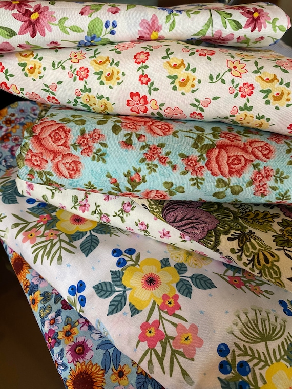 Bulk Cloth Napkins, Set of 10, Vintage Floral Inspired Cotton Fabrics, by CHOW with ME