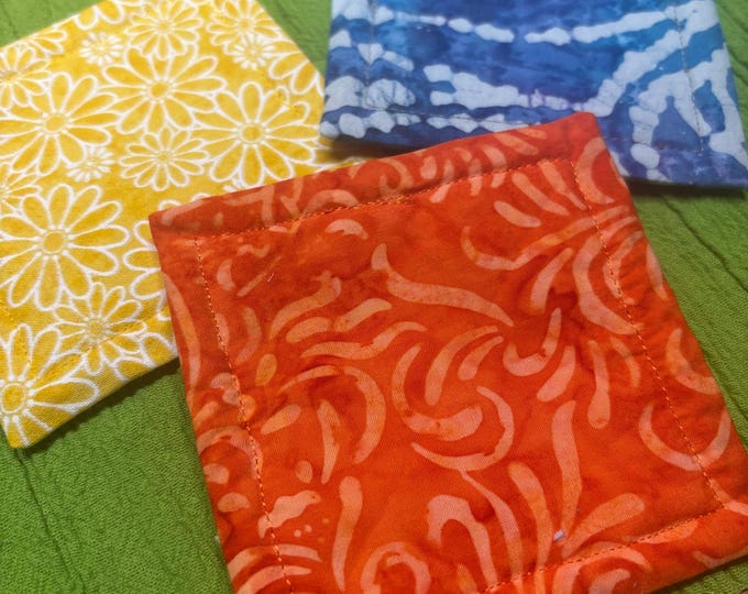 Set of 3 Boho Fabric Reusable Kitchen Sponges, Eco Friendly, Washable Cleaning Tool
