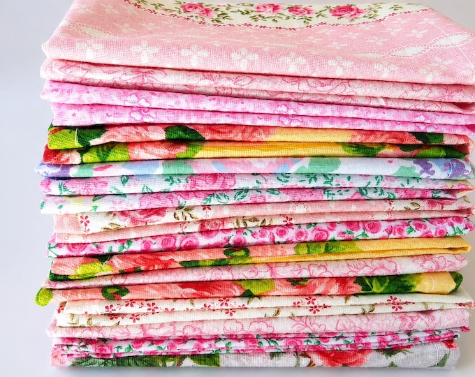 Floral Cotton Cloth Napkins, Bridal Shower Decor, Set of 6