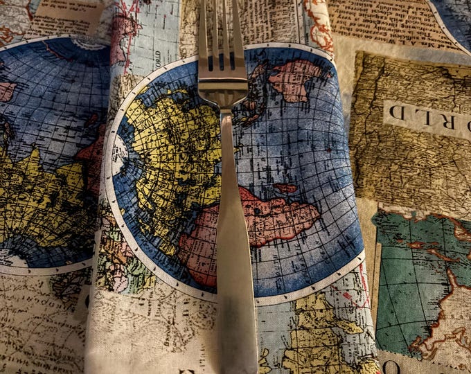 World Travel Colorful Cloth Napkins - Set of 6, 18 inch - Perfect Gift for your Traveling Friends!