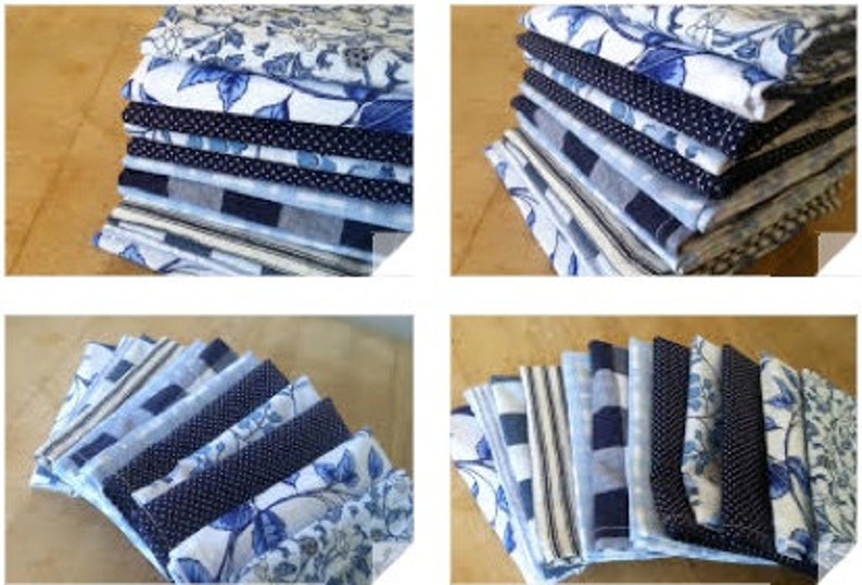 Blue Cloth Cocktail Party Napkins, Wine, Cheese, Hors d' oeuvres, Appetizer, Set of 10, by CHOW with ME image 2