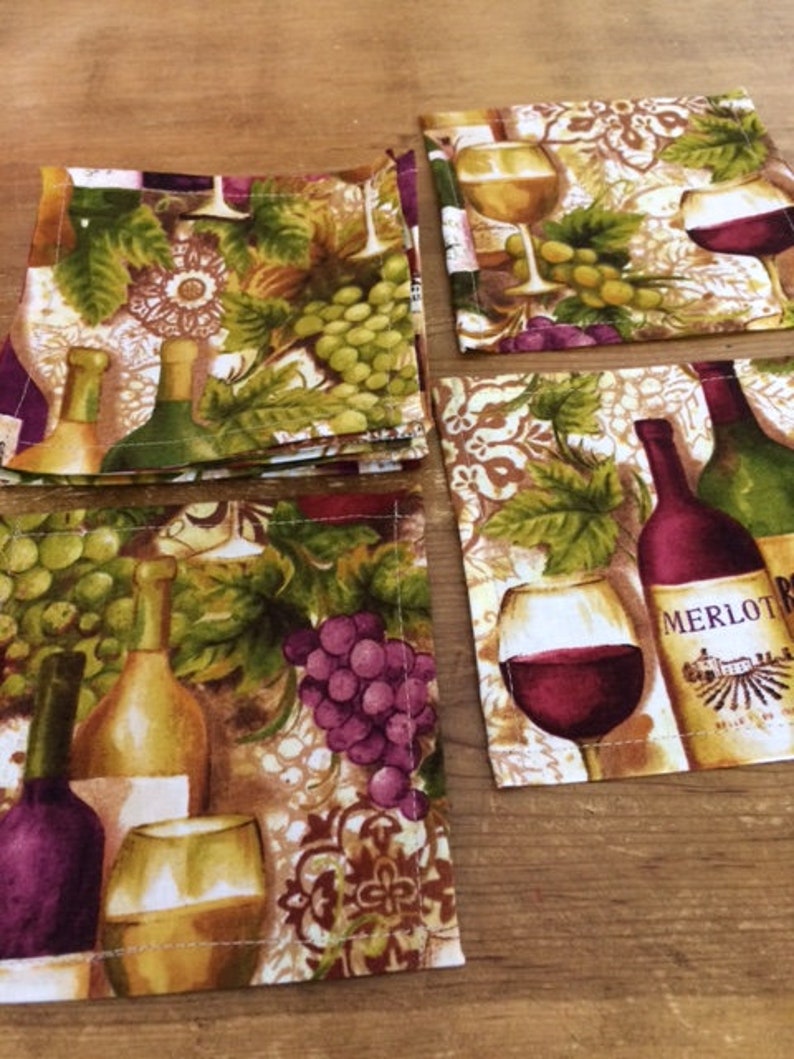 Wine Theme Cloth Cocktail Napkins 10 inch Set of 8 by CHOW Etsy