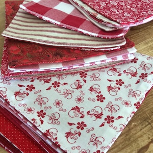 Red Reversible Cloth Napkins, Great for Cocktails, Appetizers, Snacks and Small Bites, Set of 8, by CHOW with ME