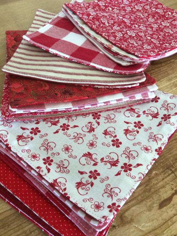 Red Reversible Cloth Napkins, Great for Cocktails, Appetizers, Snacks and Small Bites, Set of 8, by CHOW with ME