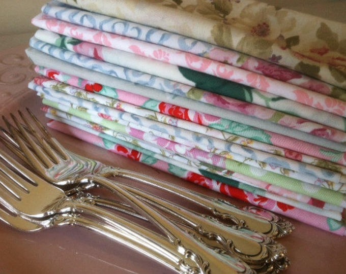 Floral Cloth Napkins - Shabby Chic Tea Party Napkins, Set of 10