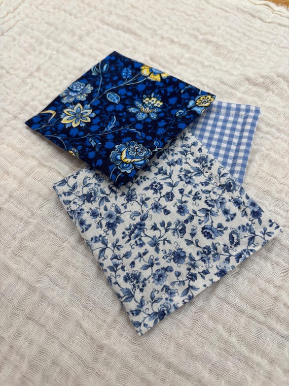 Eco Friendly Reusable Washable Sponge, Set of 3, Shades of Blue - Fun Festive Design, perfect gift for your green-conscious friends!