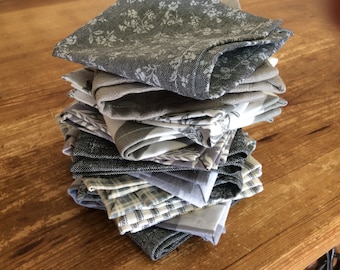 Cloth Napkins, Shades of Grey, Set of 6, 10 inch, by CHOW with ME